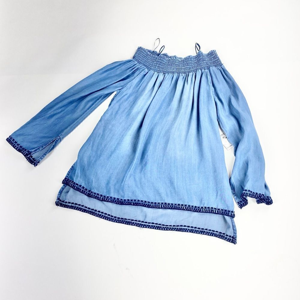 Dex off shoulder tencel chambray denim shirt S